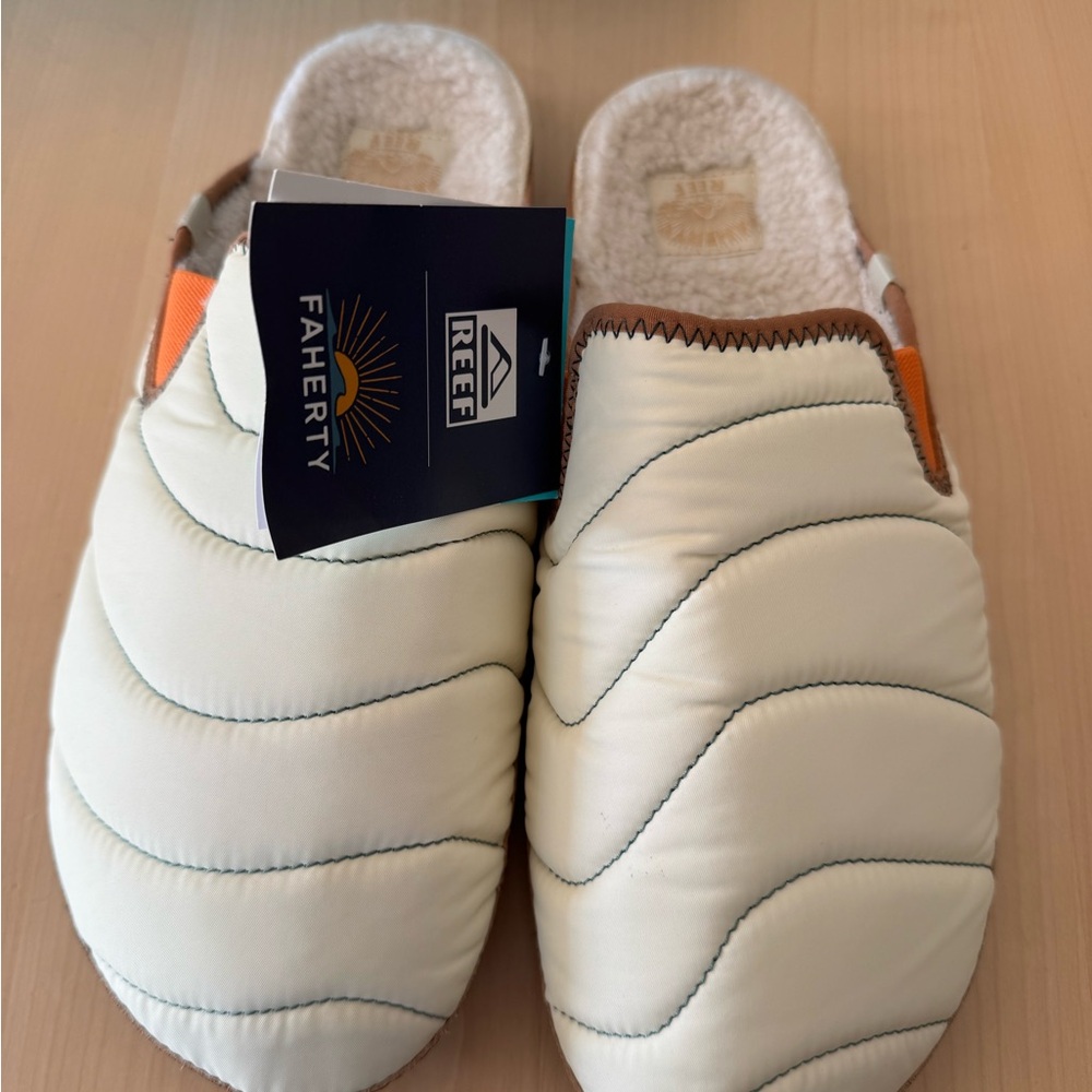 Faherty x Reef Unisex Slipper Scuff - Snowy Montana, Size 10